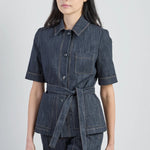 Giacca monopetto in cotone jacquard con cintura donna Eleventy