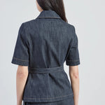 Giacca monopetto in cotone jacquard con cintura donna Eleventy