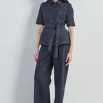 Giacca monopetto in cotone jacquard con cintura donna Eleventy